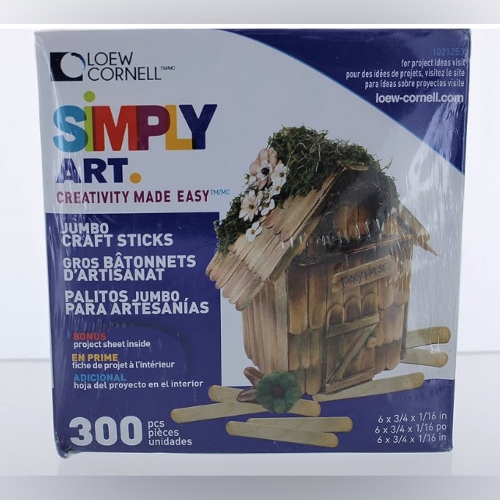 Loew Cornell Simply Art Jumbo Craft Sticks - 300 Count NEW Original Sealed Box